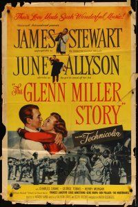 4m367 GLENN MILLER STORY 1sh '54 James Stewart in the title role, June Allyson, Louis Armstrong!