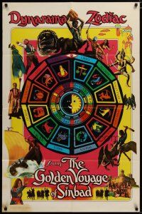 4m374 GOLDEN VOYAGE OF SINBAD teaser 1sh '73 Ray Harryhausen, cool different zodiac artwork!