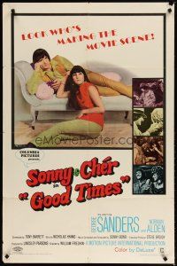 4m375 GOOD TIMES 1sh '67 first William Friedkin, great image of young Sonny & Cher on couch!