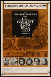 4m386 GREATEST STORY EVER TOLD limited engagement style 1sh '65 George Stevens, Von Sydow as Jesus!