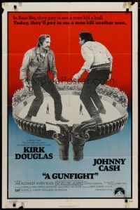 4m392 GUNFIGHT 1sh '71 people pay to see Kirk Douglas and Johnny Cash try to kill each other!