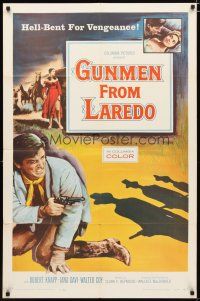 4m395 GUNMEN FROM LAREDO 1sh '59 western action art of cowboy drawing gun in gunfight!