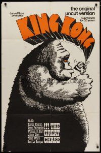 4m484 KING KONG/GREAT CHASE 1sh '68 action double-bill, art of giant w/topless woman!