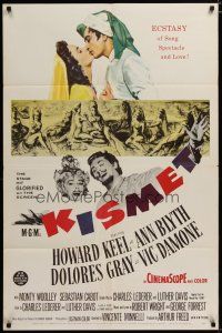 4m485 KISMET 1sh '56 Howard Keel, Ann Blyth, ecstasy of song, spectacle & love!