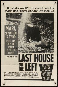 4m495 LAST HOUSE ON THE LEFT 1sh '72 first Wes Craven, it's only a movie, it's only a movie!