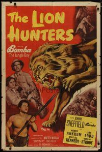 4m514 LION HUNTERS 1sh '51 Johnny Sheffield & Woody Strode in Africa!