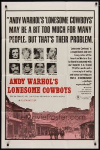 4m526 LONESOME COWBOYS 1sh '68 Andy Warhol surreal western, Joe Dallesandro