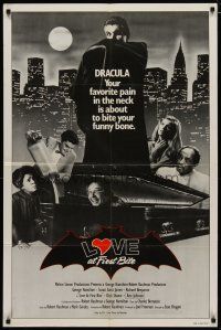 4m533 LOVE AT FIRST BITE int'l 1sh '79 AIP, wacky vampire image of George Hamilton as Dracula!