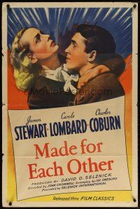 4m553 MADE FOR EACH OTHER 1sh R44 troubled young couple Carole Lombard & James Stewart!