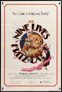 4m645 NINE LIVES OF FRITZ THE CAT 1sh '74 Robert Crumb, great art of smoking cartoon feline!