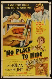 4m646 NO PLACE TO HIDE 1sh '56 biological germ warfare will wipe out the human race!