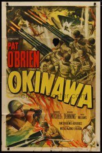 4m655 OKINAWA 1sh '52 Pat O'Brien in World War II Japan, cool military battle art!