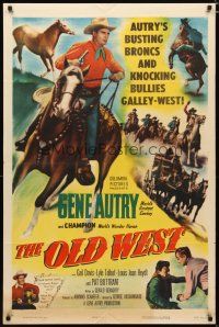 4m657 OLD WEST 1sh '52 Gene Autry rides Champion, busts broncs & knocks out bullies!