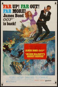 4m663 ON HER MAJESTY'S SECRET SERVICE style B 1sh '69 George Lazenby as James Bond, Diana Rigg!