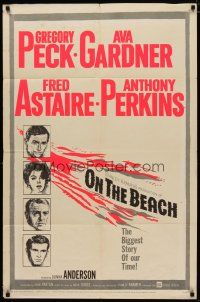4m666 ON THE BEACH 1sh '59 art of Gregory Peck, Ava Gardner, Fred Astaire & Anthony Perkins!