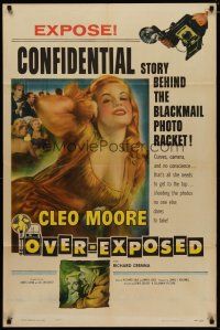 4m679 OVER-EXPOSED 1sh '56 super sexy Cleo Moore has curves, camera, and no conscience!