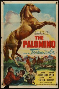 4m682 PALOMINO 1sh '50 Jerome Courtland, Beverly Tyler, Joseph Calleia, great horse artwork!
