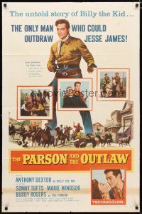 4m688 PARSON & THE OUTLAW 1sh '57 Anthony Dexter stars in the untold story of Billy the Kid!