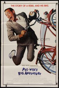 4m692 PEE-WEE'S BIG ADVENTURE 1sh '85 Tim Burton, best image of Paul Reubens & his beloved bike!