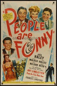 4m695 PEOPLE ARE FUNNY style A 1sh '45 Jack Haley, Rudy Valee, Helen Walker, Ozzie Nelson!