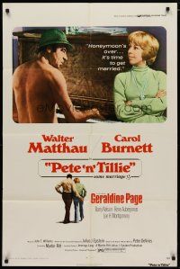 4m696 PETE 'N' TILLIE 1sh '73 naked Walter Matthau plays piano for Carol Burnett, Martin Ritt