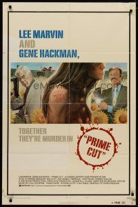 4m717 PRIME CUT style A 1sh '72 Lee Marvin w/machine gun, Gene Hackman w/cleaver!