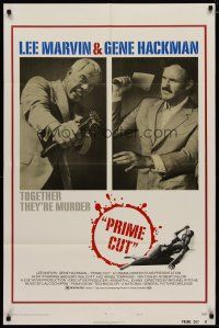 4m718 PRIME CUT style B 1sh '72 Lee Marvin w/machine gun, Gene Hackman w/cleaver!