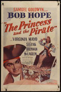4m720 PRINCESS & THE PIRATE style A int'l 1sh '44 great close up of Bob Hope & sexy Virginia Mayo!