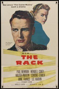 4m734 RACK 1sh '56 art of young Paul Newman & sexy Anne Francis, written by Rod Serling!