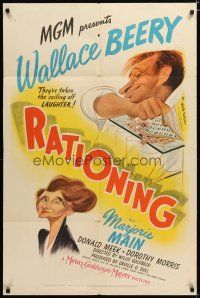 4m743 RATIONING 1sh '44 great Al Hirschfeld art of Wallace Beery & Marjorie Main!