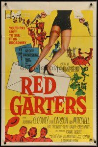 4m750 RED GARTERS 1sh '54 Rosemary Clooney, Jack Carson, western musical, sexy legs!