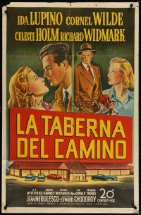 4m765 ROAD HOUSE Spanish/U.S. 1sh '48 close up Ida Lupino & Cornel Wilde, film noir, cool art!