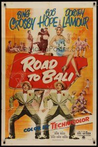 4m766 ROAD TO BALI 1sh '52 Bing Crosby, Bob Hope & sexy Dorothy Lamour in Indonesia!