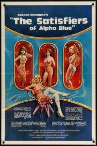 4m780 SATISFIERS OF ALPHA BLUE 1sh '81 Gerard Damiano directed, sexiest sci-fi artwork!