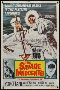 4m782 SAVAGE INNOCENTS 1sh '61 Nicholas Ray, great art of Eskimo Anthony Quinn & polar bear!