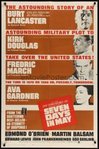 4m798 SEVEN DAYS IN MAY int'l 1sh '64 Burt Lancaster, Kirk Douglas, Fredric March & Ava Gardner!