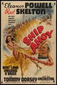 4m808 SHIP AHOY style D 1sh '42 sexy full-length Eleanor Powell, sailor Red Skelton, Tommy Dorsey