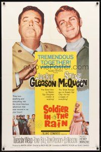 4m833 SOLDIER IN THE RAIN 1sh '64 close-ups of misfit soldiers Steve McQueen & Jackie Gleason!