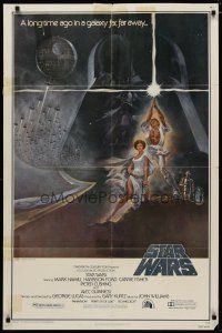 4m852 STAR WARS 4th printing style A 1sh '77 George Lucas classic sci-fi epic, great art by Tom Jung