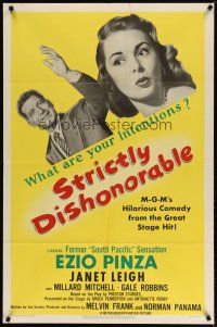 4m868 STRICTLY DISHONORABLE 1sh '51 what are Ezio Pinza's intentions toward Janet Leigh?