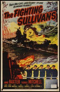 4m873 SULLIVANS 1sh R51 Anne Baxter, Thomas Mitchell & five heroic doomed brothers in WWII!