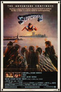 4m878 SUPERMAN II 1sh '81 Christopher Reeve, Terence Stamp, cool flying over New York City image!