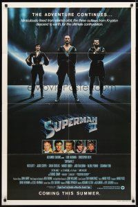 4m879 SUPERMAN II teaser 1sh '81 Christopher Reeve, Terence Stamp, cool image of villains!