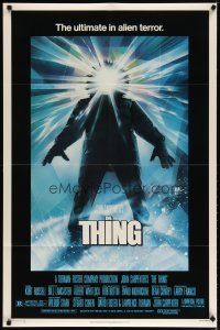 4m891 THING 1sh '82 John Carpenter classic sci-fi horror, cool art by Drew Struzan!