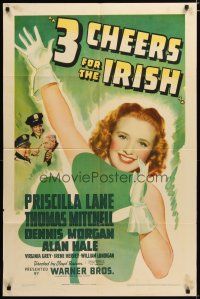 4m895 THREE CHEERS FOR THE IRISH 1sh '40 Thomas Mitchell, pretty Priscilla Lane wearing a clover!