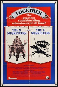 4m898 THREE MUSKETEERS/FOUR MUSKETEERS 1sh '76 swashbuckling adventure double bill!