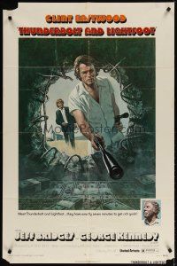4m901 THUNDERBOLT & LIGHTFOOT style A 1sh '74 art of Clint Eastwood with HUGE gun by Barr!