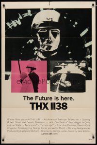 4m902 THX 1138 1sh '71 1st George Lucas, Robert Duvall, chrome robot!