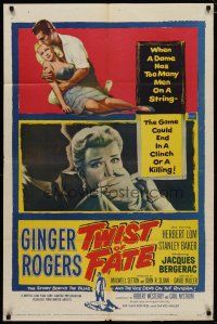 4m927 TWIST OF FATE 1sh '54 sexy dame Ginger Rogers has too many men on a string!