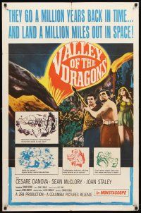 4m941 VALLEY OF THE DRAGONS 1sh '61 Jules Verne, dinosaurs & giant spiders in a world time forgot!